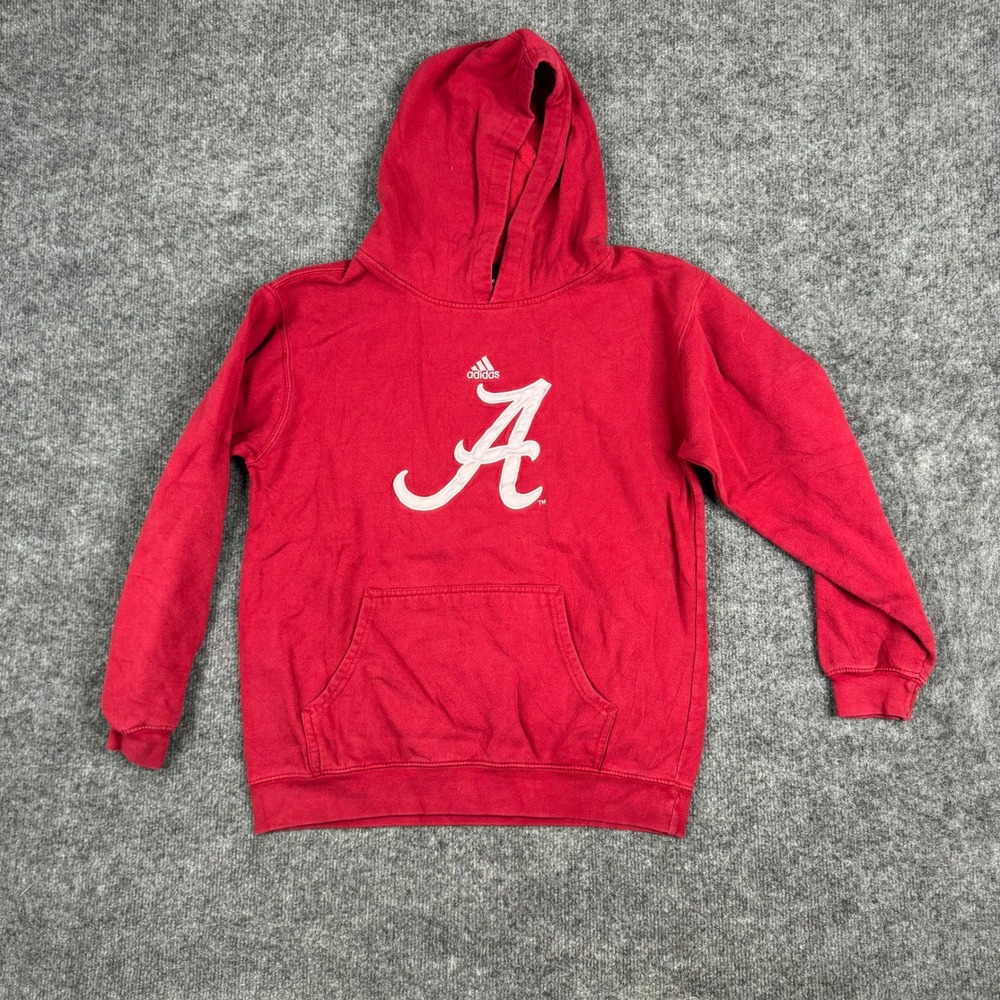 Adidas Hoodie Youth Size M Red Alabama Crimson Tide Embroidered Pullover Sweat